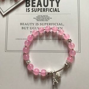 pink quartz silver bracelet